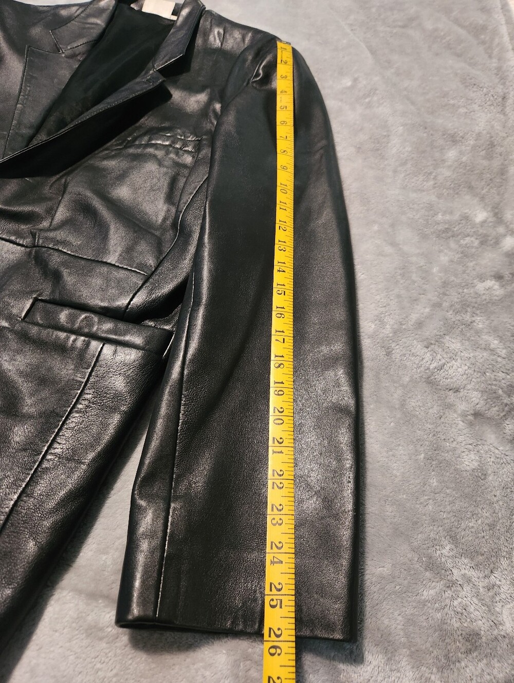 Men's Black Leather Vintage Blazer Jacket - Picture 4 of 13